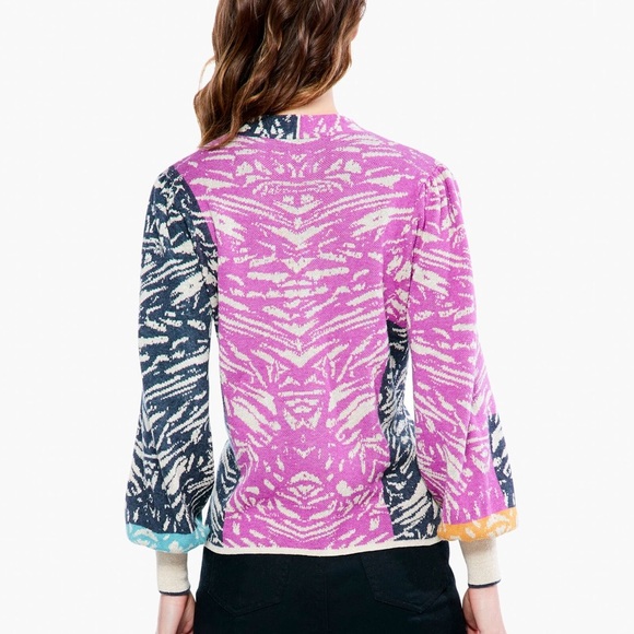 Nic + Zoe Animal Instincts Zebra Striped Sweater Button Front Cardigan Small - Picture 5 of 16